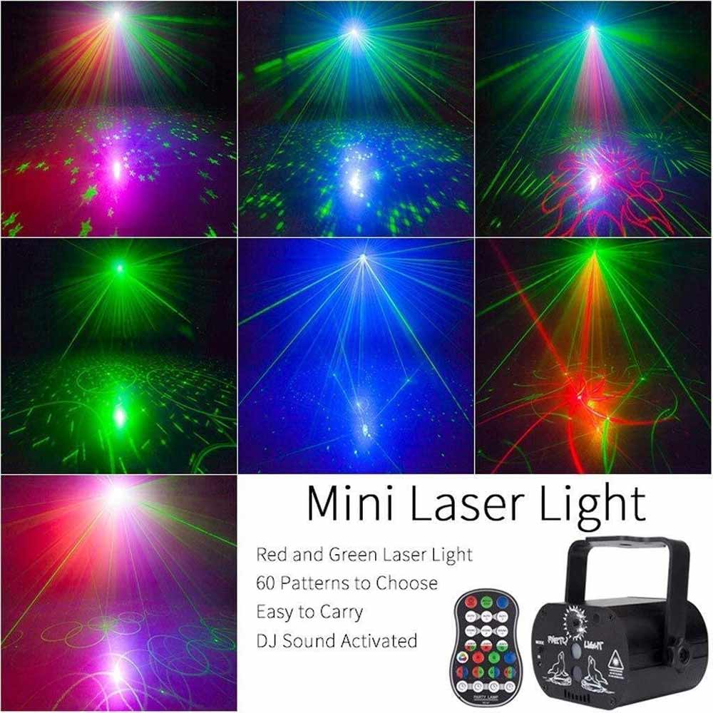 60 Mô hình Máy chiếu Laser LED Đèn sân khấu Ánh sáng RGB Điều khiển từ xa Đảng Câu lạc...