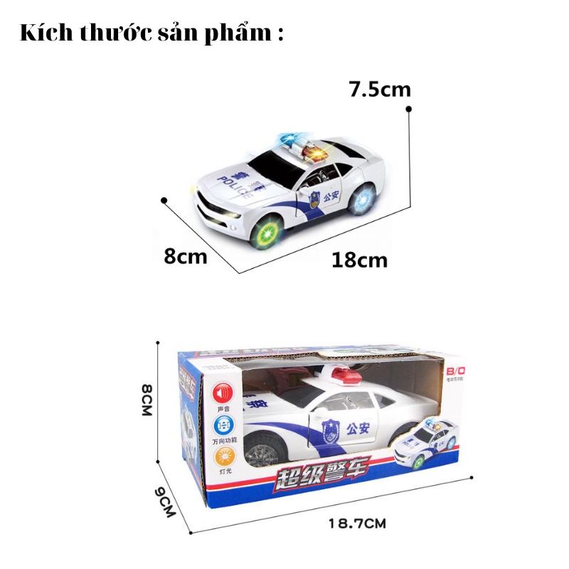 Xe ô tô cảnh sát chạy pin xoay 360º, Oto đồ chơi Police dành cho bé ( tặng kèm pin...