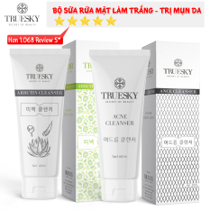 Combo 2 sữa rửa mặt tạo bọt Truesky (sữa rửa mặt nha đam trắng da 60ml + sữa rửa mặt than hoạt tính ngừa mụn 60ml)