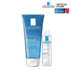 Sữa rửa mặt tạo bọt làm sạch dành cho da dầu nhạy cảm La Roche-Posay Effaclar Gel For Oily Sensitive Skin 200ml + Tặng Tẩy trang dành cho da dầu mụn Micellar water 50ml