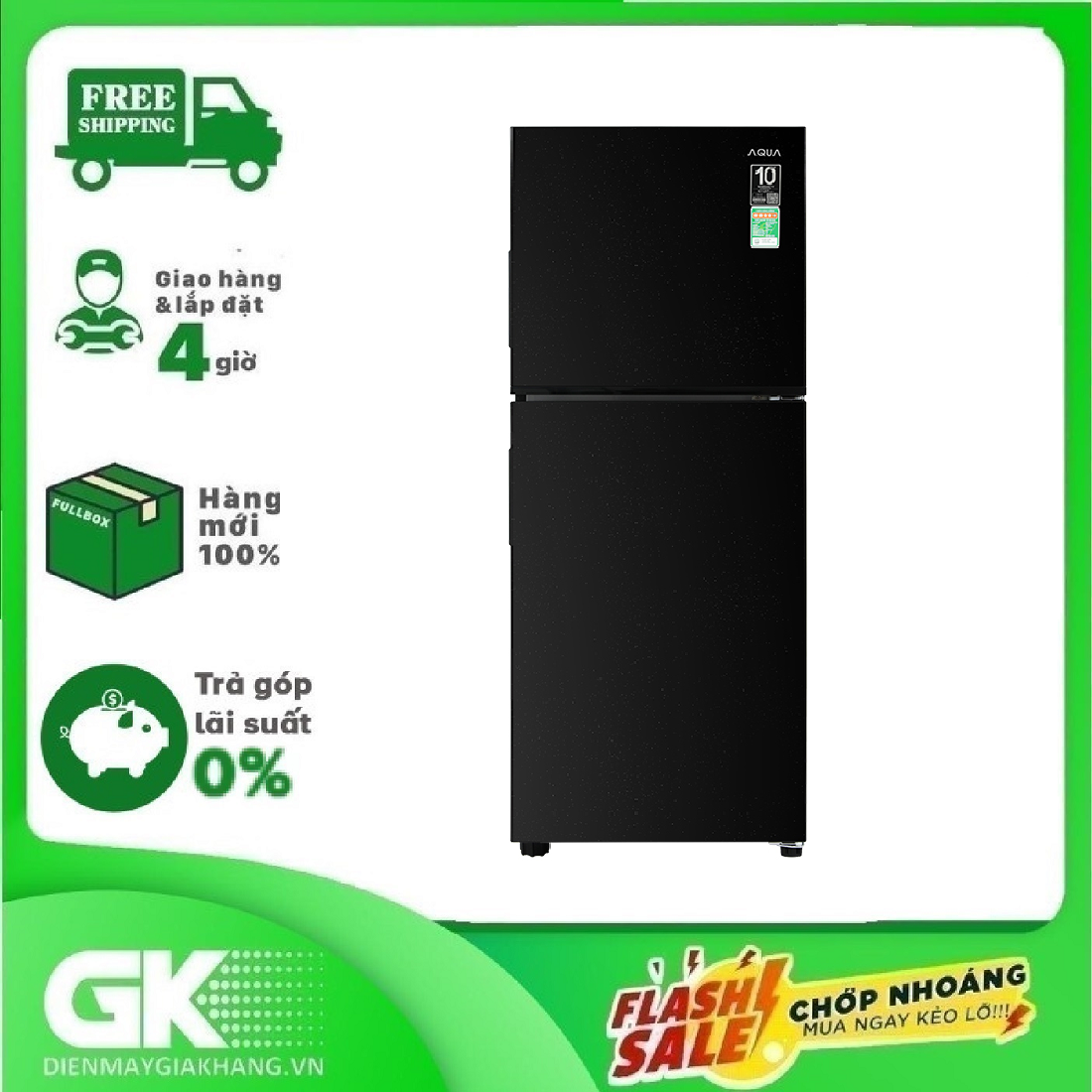 [HCM] [Trả Góp] Tủ lạnh Aqua Inverter 189 lít AQR-T220FA(FB)