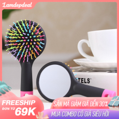Lược chải tóc Rainbow kèm gương 2IN1 (Đen) – Lược tạo kiểu tóc không thể thiếu của bạn gái – Dụng cụ làm tóc – Lamdepdeal