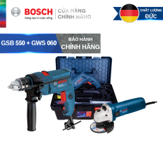 Combo Máy khoan động lực Bosch GSB 550 FREEDOM SET 90 chi tiết + Máy mài góc Bosch GWS 060