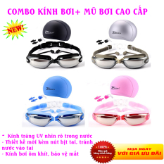 Set Mẫu Mới Kính Bơi+ Mũ Bơi, Kính Bơi Thời Trang Cao Cấp, Kính TRáng Gương Chống Lóa, chống UV, Kiểu Dáng Hiện Đại, Bảo Hành 1 Đổi 1