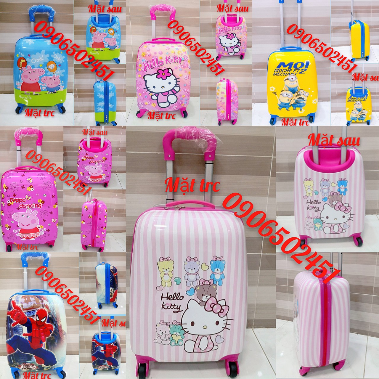 [HCM]( ẢNH THẬT) Balo vali kéo họa tiết nhân vật hoạt hình và vali 3d nỗi dành cho bé gái...