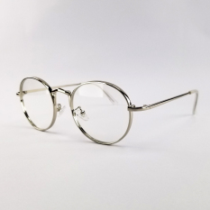 Gọng kính cận nam nữ mắt tròn kim loại màu bạc 0571. Tròng kính giả cận 0 độ chống ánh sáng xanh, chống tia UV