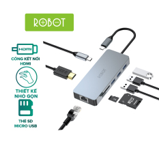 Bộ chuyển đổi 8in1 ROBOT HT380 Type-c cổng kết nối USB 3.0&2.0/ HDMI/PD/SD/TF/PD cho Macbook bộ chuyển đổi máy tính Matebook USB 3.0 – HÀNG CHÍNH HÃNG
