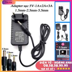 Adapter nguồn sạc 5V – 1A – 2A – 3A – đầu 1.5mm – 2.5mm – 5.5mm cho Camera Yoosee, Siepem, Tivi Box