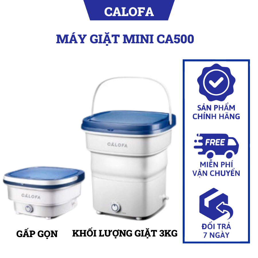 Máy giặt mini Calofa CA 500 kèm chế độ vắt khô, khối lượng giặt 3kg công suất 260W không rung lắc, Hàng chính hãng, Bảo hành 12 tháng
