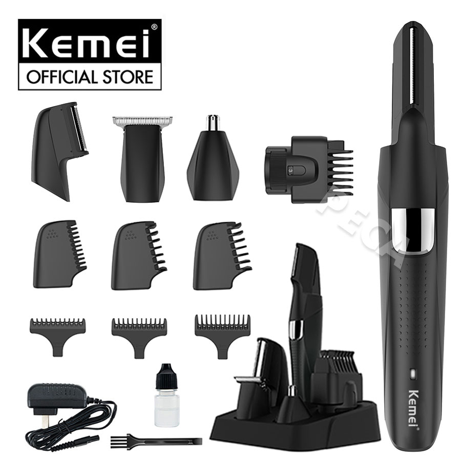 Tông đơ cắt tóc đa năng 11in1 Kemei KM-600 không dây có thể cắt tóc, cạo râu, tỉa lông mũi,......