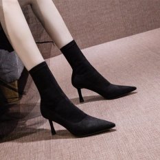 (Bảo hành 12 tháng) Giày boot nữ cổ cao gót mảnh da lộn cao cấp – Giày boot cao gót 8cm – Giày boot da lộn cổ cao 16cm – Linus LN295