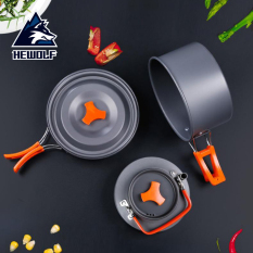 Bộ nồi, ấm nước, chảo nấu ăn du lich dã ngoại Hewolf K1692
