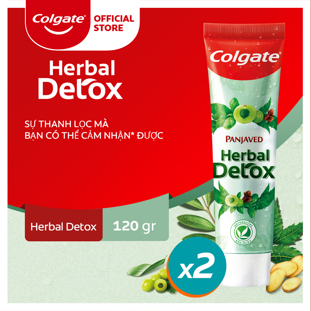 Bộ 2 kem đánh răng thảo mộc tự nhiên cao cấp Colgate Herbal Detox 120g