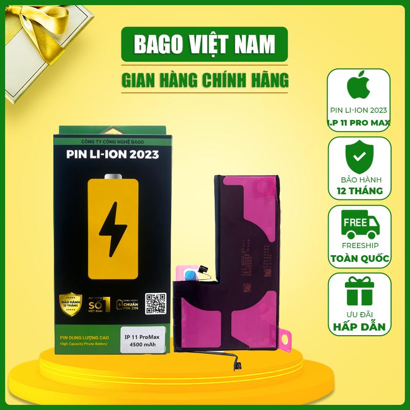 Pin Điện Thoại Dung Lượng Cao iPhone 11 Pro Max BAGO – Dung Lượng 4500mAh – Cam Kết Bảo Hành 12 Tháng