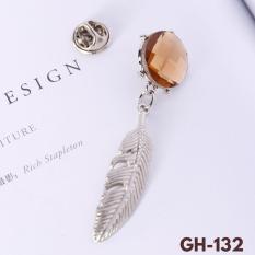 Ghim cài áo Vest Nam thời trang cao cấp hình lông vũ đính đá GH-132 {Ghim cài áo Vest Nam – AdamZone}
