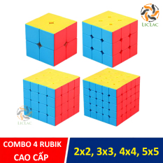 Bộ 4 Rubik Cube loại Không Viền CAO CẤP, Đồ chơi Rubik 2×2, 3×3, 4×4, 5×5 xoay mượt, bẻ góc tốt, Bộ đồ chơi Rubik 2 tầng, 3 tầng, 4 tầng, 5 tầng – Đồ chơi trí tuệ cho bé – LICLAC