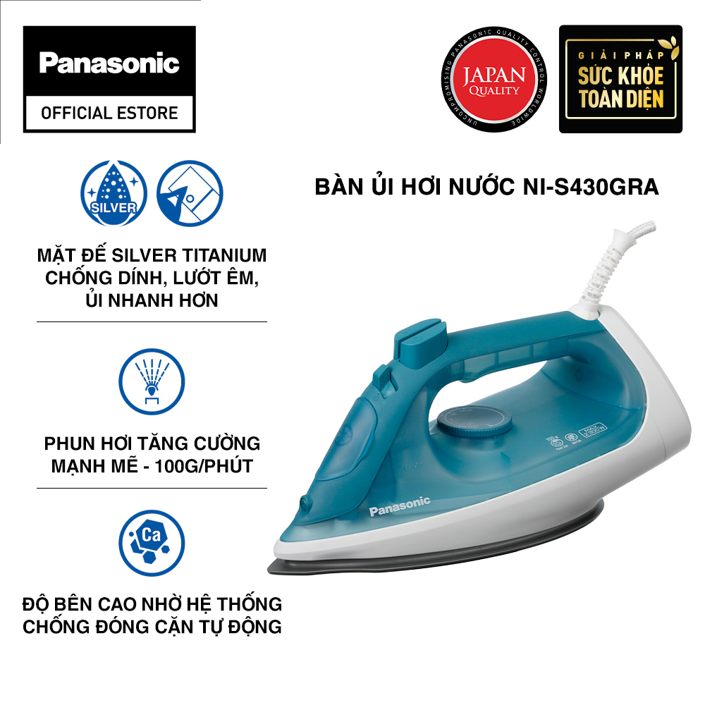 Bàn ủi hơi nước Panasonic NI-S430VRA - Công suất khỏe - Hơi phun mạnh mẽ - Chống đóng cặn -...