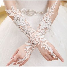 Găng Tay Cô Dâu Cỡ Dài, Kết bằng Ren Đính Đá Cao Cấp, Phù Hợp Mọi Trang Phục Trong Đám Cưới, Sự Kiện, Chụp Ảnh
