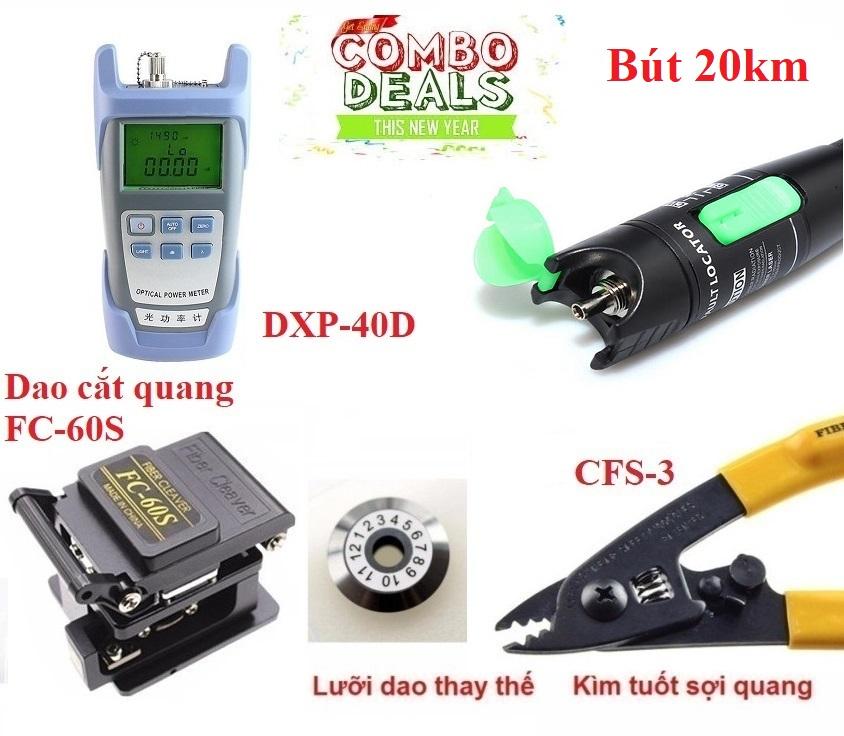 Bộ thi công cáp quang :Máy đo suy hao quang HX + Dao cắt sợi quang FC-60S + Bút soi...