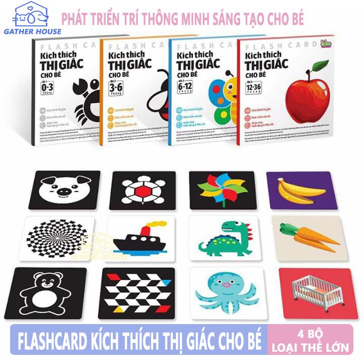 Combo Bộ Thẻ Kích Thích Thị Giác Cho Bé từ 0 đến 4 Tuổi Loại Lớn - Đồ Chơi FlashCard...