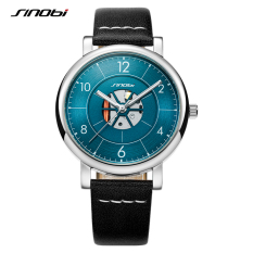 Sinobi Fashion Leather Man’s Watches Business Mens Quartz Wristwatches Gift Clock For Male