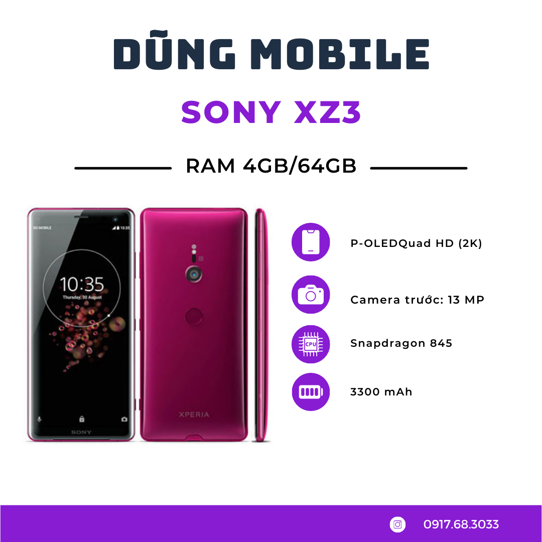 Điện thoại SONY Xperia XZ3 bản nhật Ram 4/64G chíp 845 , 1 sim