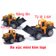 Đồ chơi mô hình xe xúc đất mini KAVY hợp kim an toàn cho bé, có thể trang trí – màu vàng
