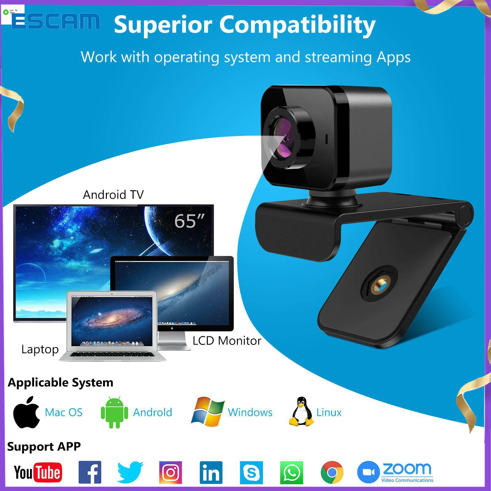 Yanhe cam may tinh bàn webcam hồng ngoại camera ip 60fps camera mini kết nối điện thoại có giây webcam...