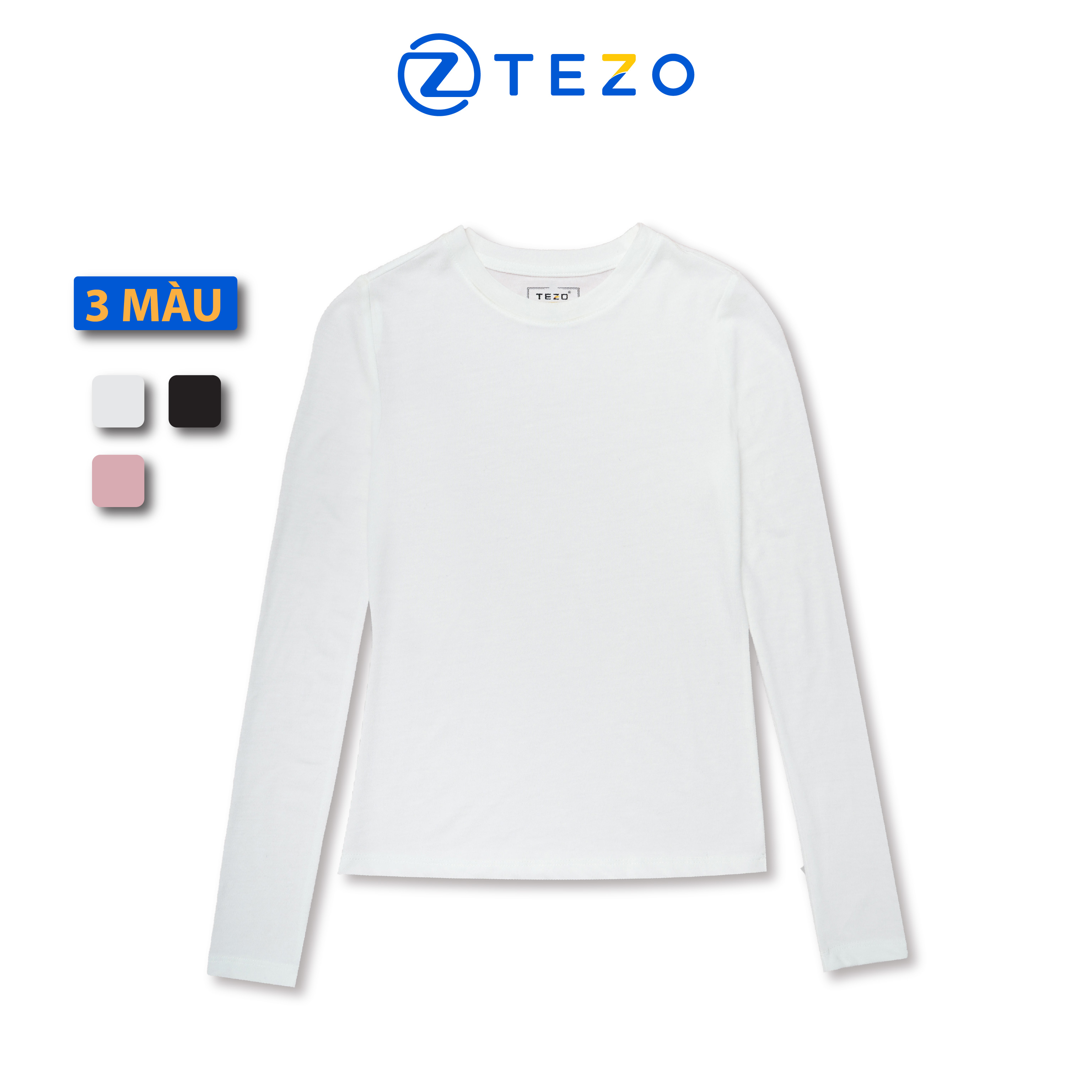 Áo giữ nhiệt nữ áo thun nữ cổ tròn thiết kế in lưng Tezo 22ATOT001
