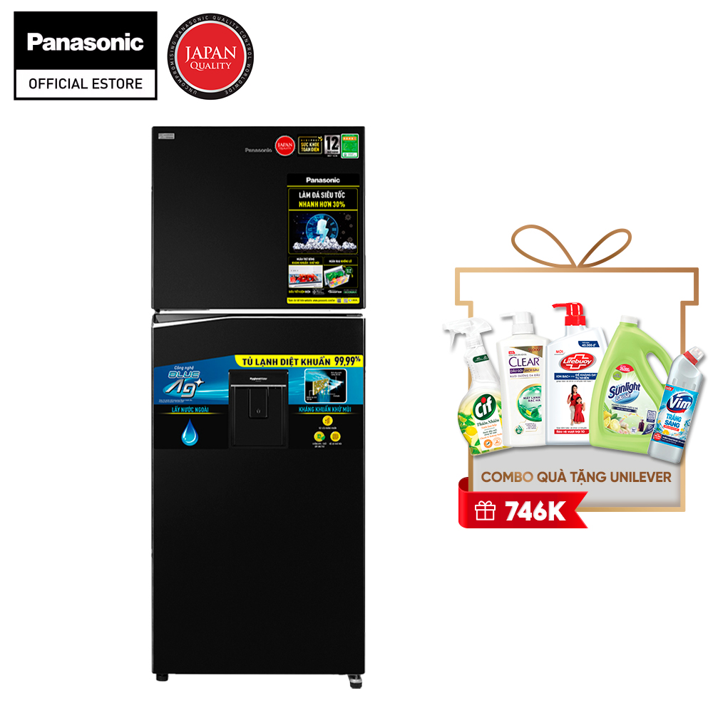 [Trả góp 0%] Tủ lạnh 2 cánh Panasonic 366 lít NR-TL381GPKV - Lấy nước ngoài - Làm đá siêu tốc...