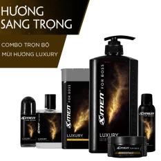 Combo X-Men For Boss trọn bộ mùi hương Luxury (49ml + 650g + 150ml + 70g + 50ml + 180g)