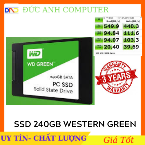 Ổ cứng SSD Western Digital SSD WD Green 240GB 2.5″ SATA 3 – WDS120G2G0A- Chính Hãng VĨNH XUÂN/ MINH THÔNG phân phối