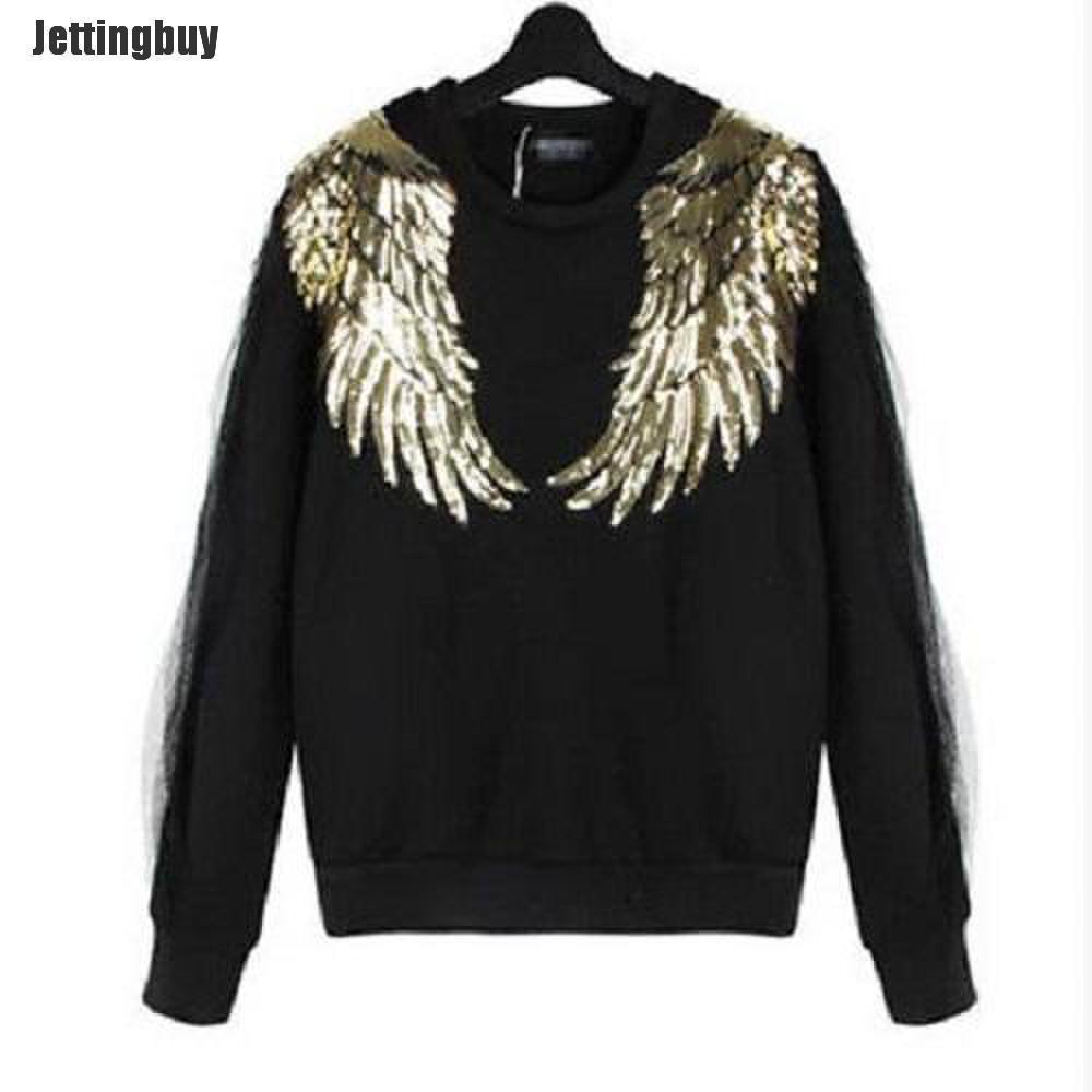 Jettingbuy 2x Thêu Sắt Trên Miếng Vá Cho Quần Áo Cánh Thiết Kế Sequin Motif Đính