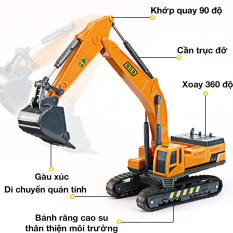 Đồ chơi mô hình xe xúc chất liệu nhựa nguyên sinh an toàn cho bé, xe công trinh xây dựng đồ chơi trẻ em tỷ lệ lớn