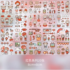 Sticker Trang Trí Cô Gái Phong Cách Dễ Thương Size 8x8cm