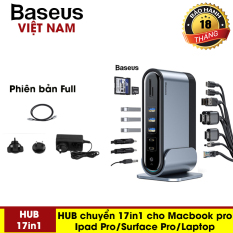 Bộ chia Hub đa năng 17 cổng Baseus 17 in 1 USB / Type-C / Jack 3.5mm / Khe cắm thẻ nhớ SD/TF 3 màn hình hiển thị khác nhau – – Phân phối bởi Baseus Vietnam
