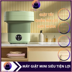 Máy giặt mini tự động cho bé – Máy giặt đồ mini gấp gọn vắt khô khử khuẩn bằng ánh sáng xanh giặt sạch bụi bẩn, có giỏ thoát nước gấp – Smile Shop – bảo hành 12 tháng