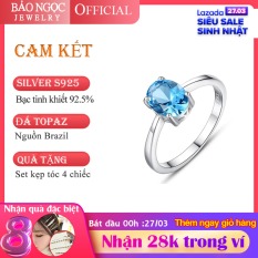 Nhẫn Bạc Nữ Nhẫn Bạc Đính Đá Topaz Xanh N1449 Bảo Ngọc Jewelry