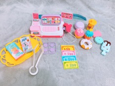 Bộ đồ chơi máy tính tiền siêu thị và bánh ngọt