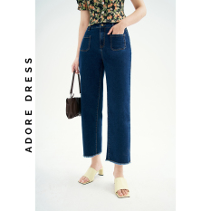 Straght jeans casual style denim trơn xanh chàm 313JE3001 ADOREDRESS