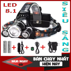 Đèn đeo bắt ếch, Đèn bin đội đầu , đèn đi phượt tiện dụng ,Chế độ sáng4 chế độ (1 LED – 2 LED – 3 LED – Chớp) kèm 2 pin sạc và 1 cốc sạc 2020.