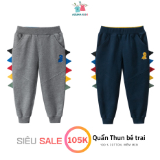 Quần thun bé trai 27KIDS quần dài cho trẻ họa tiết khủng long chất cotton hàng xuất khẩu