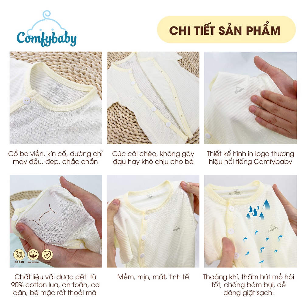 Bộ quần áo mùa hè cho bé 100% cotton lụa – Comfybaby siêu nhẹ - thoáng mát QACF22042021 size 3-12...