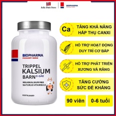 Canxi sữa BIOPHARMA Trippel Kalsium Barn cho bé từ 0 đến 6 tuổi – hộp 90 viên