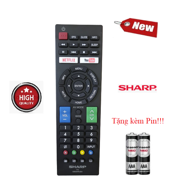 Điều khiển tivi Sharp GB234WJSA - Hàng mới chính hãng 100% Tặng kèm Pin!!!