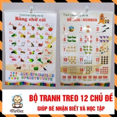 Bộ tranh treo tường học tập 12 chủ đề song ngữ cho bé SHOPMEBEE