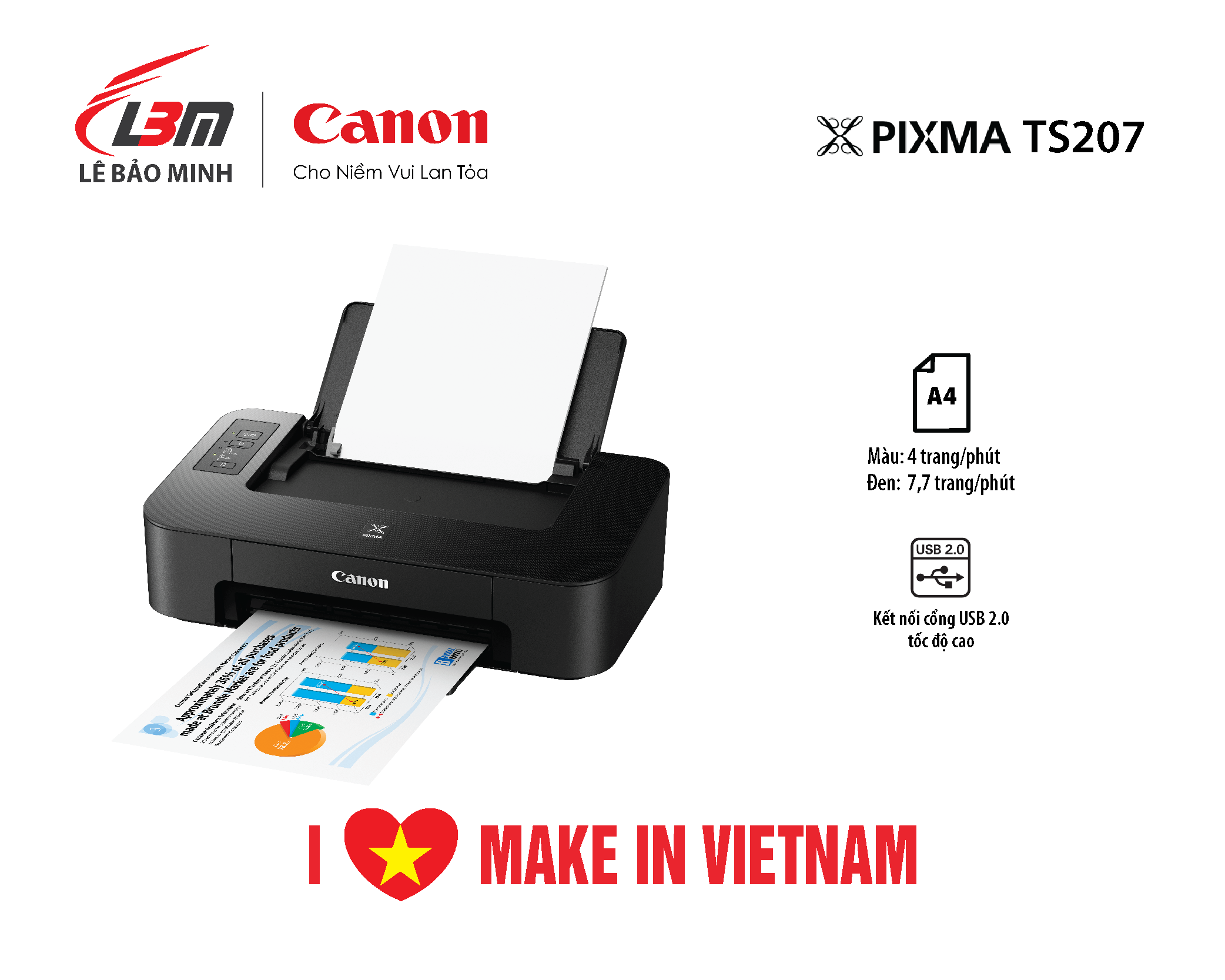 Máy in ảnh Canon TS207 sẽ khiến bạn say đắm bởi chất lượng ảnh in tuyệt đẹp và độ phân giải cao. Với thiết kế nhỏ gọn và tiện lợi, chiếc máy in này sẽ làm bạn hài lòng ngay từ lần sử dụng đầu tiên.