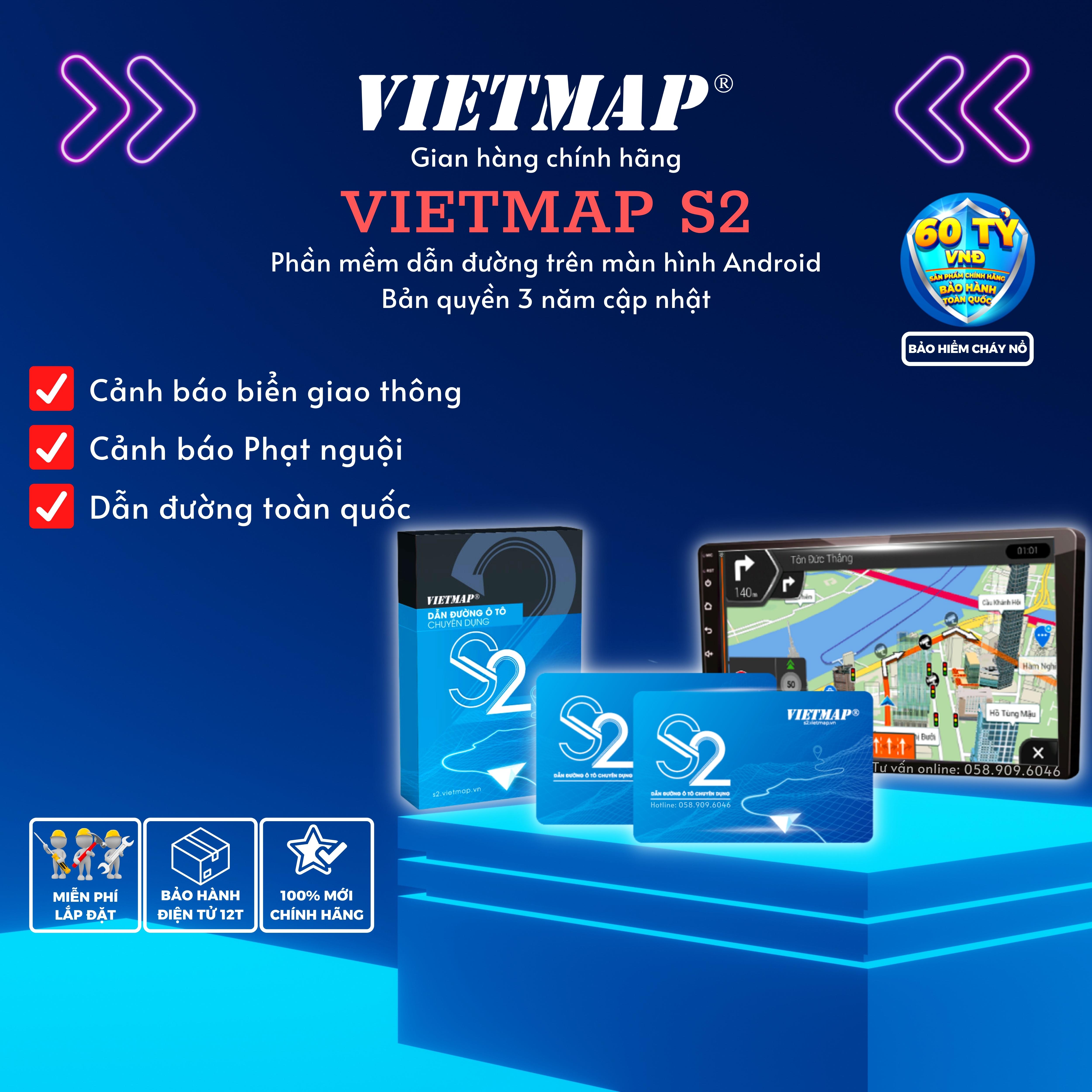 Hộp mã VIETMAP S2 Phần mềm dẫn đường Ô tô chuyên dụng Dành Riêng Cho Tài Xế Việt - HÀNG...