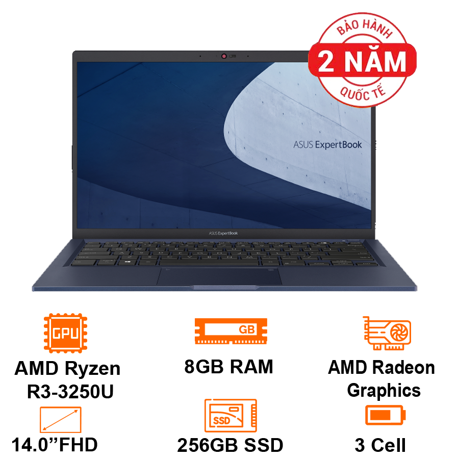 Laptop Asus ExpertBook L1400CDA-EKR382: AMD R3-3250U, Radeon Vega 3 Graphics, Ram 8G, SSD NVMe 256G, No OS, 14.0”FHD – Bảo hành 2 năm – Hàng Chính Hãng