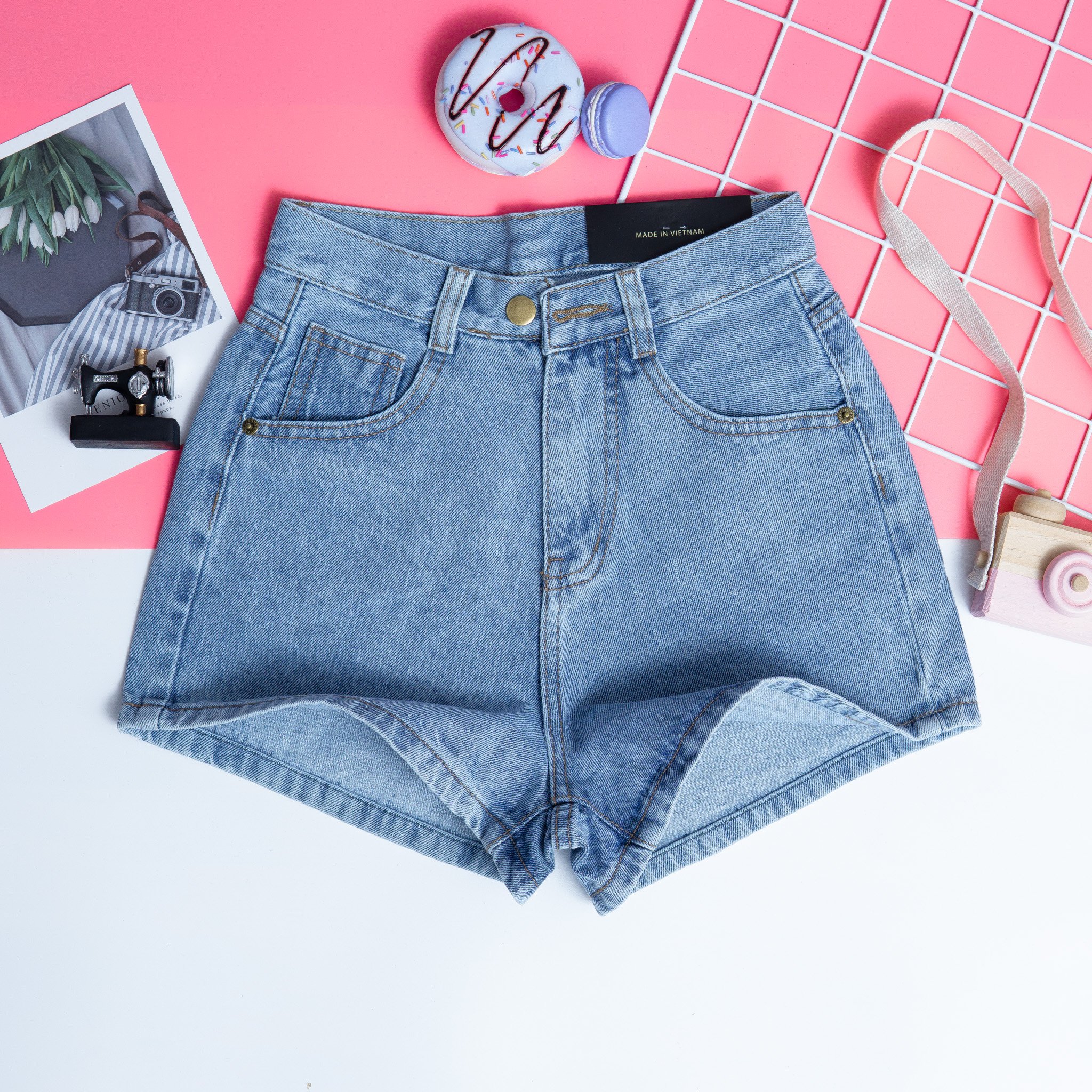 [HCM]Quần Sọt Jeans Nữ Trơn Lai Cuốn Hàn Quốc Chất Vải Mịn